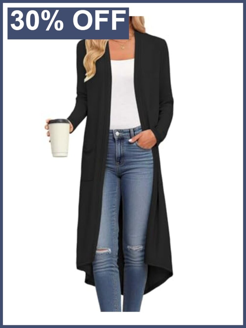 Women's Long Cardigan Lightweight Open Front Sweater with Pockets